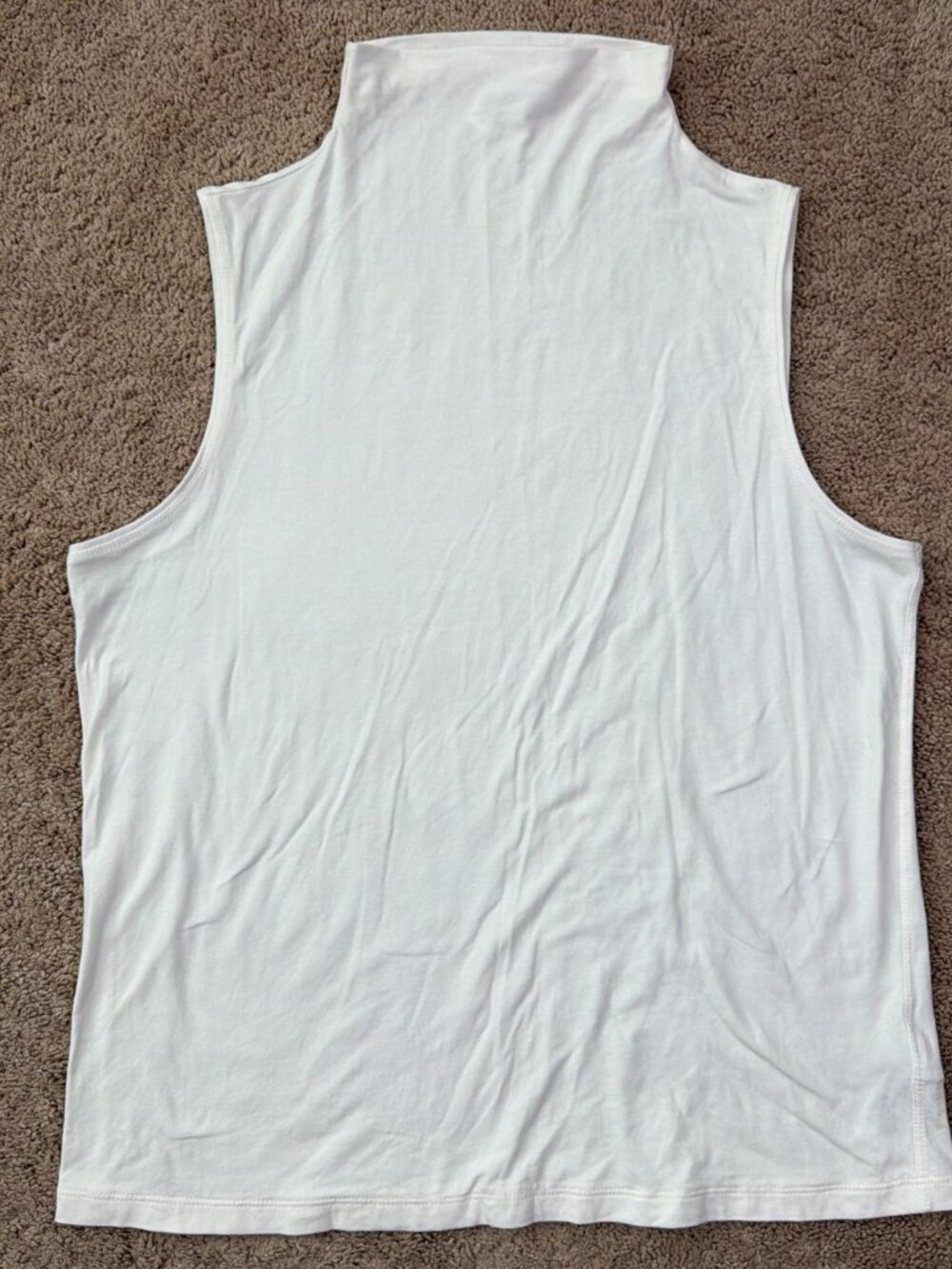 Athleta Outbound Tank Women M White Oversized Mock Neck Base Layer Cotton Travel